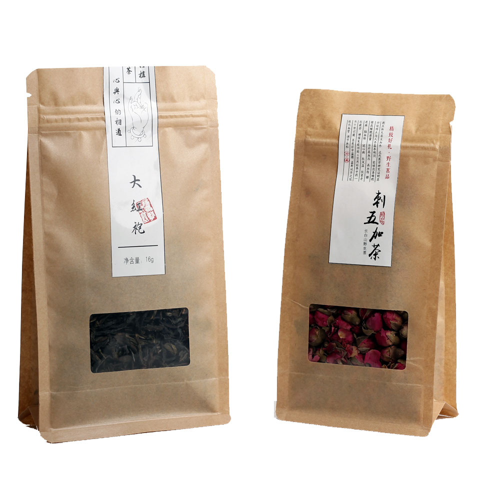 开窗牛皮纸袋—茶叶八边封开窗袋